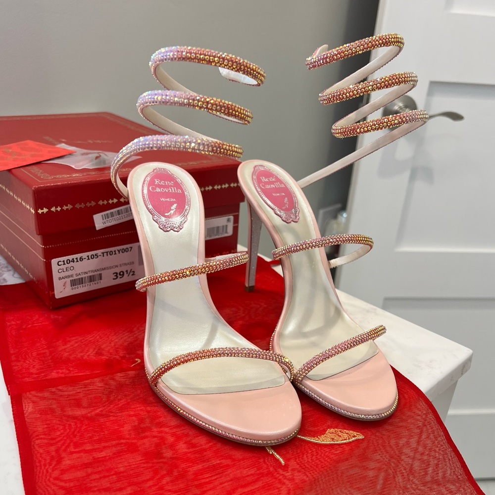 Rene Caovilla Cleo Embellished Wrap Sandals Size 39.5